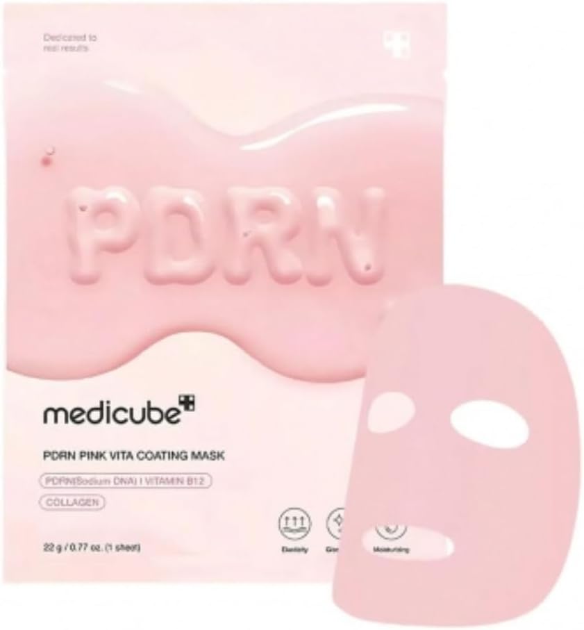 Medicube PDRN Pink Vita Coating Sheet Mask, 22g, Lightweight & Non-Sticky, Collagen & Vitamin B12 for Firmer Skin