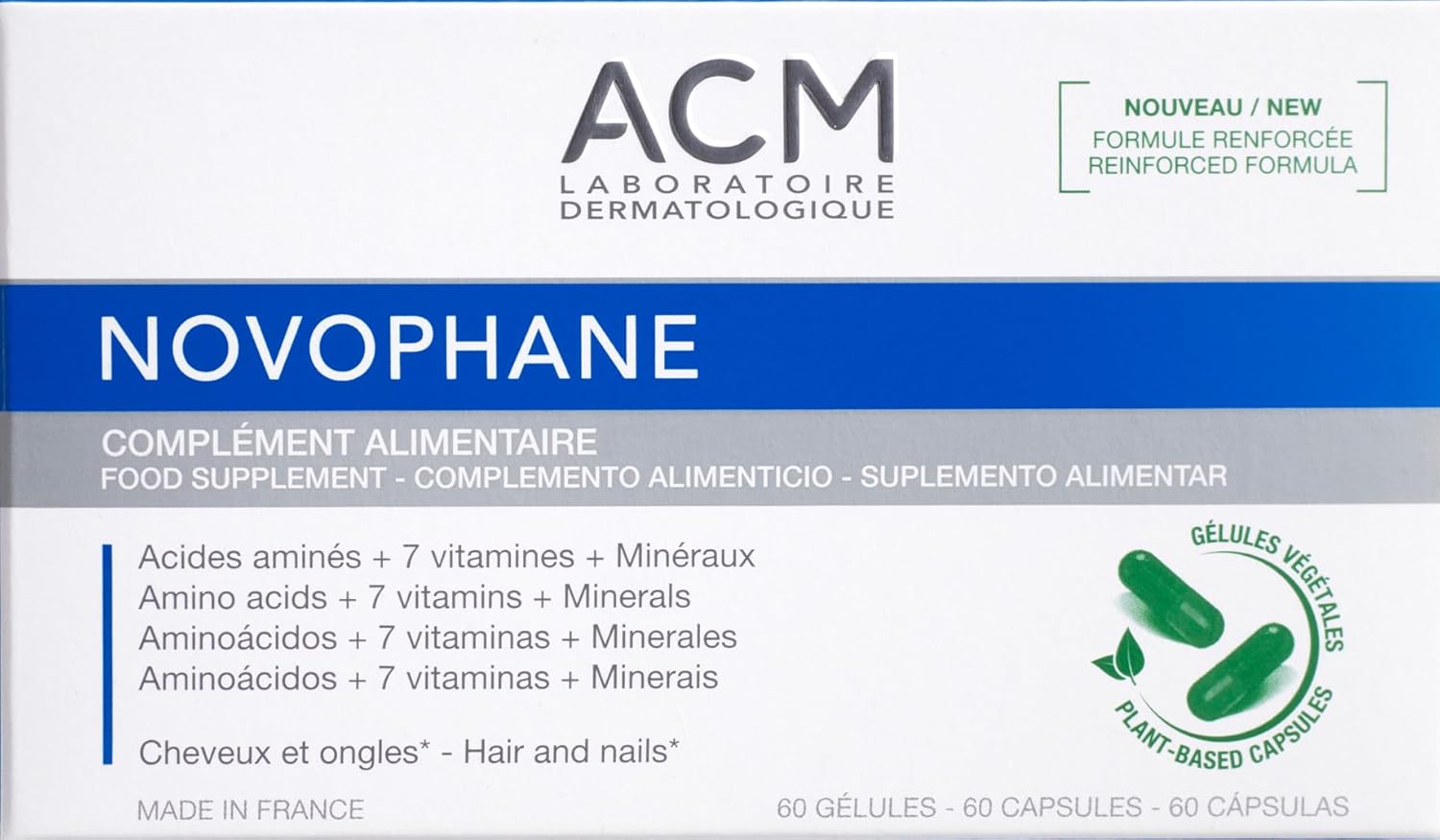 ACM Laboratoire Novophane Caps Anti Hair Loss Alopecia Treatment Nails Fragility Skin Capital
