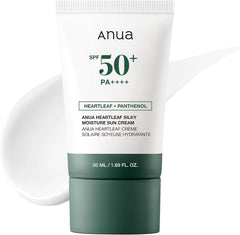 ANUA Heartleaf Silky Moisture Sun Cream SPF 50 PA++++, Korean Sunscreen for Face