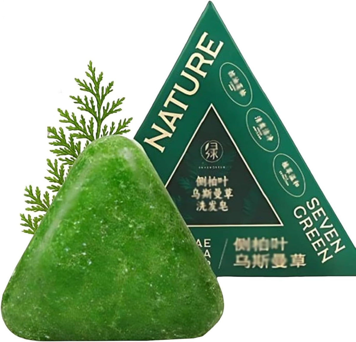 Triangle Nature Shampoo Bar,Natural Cypress Leaf Grease for Dry Hair