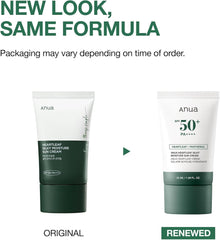 ANUA Heartleaf Silky Moisture Sun Cream SPF 50 PA++++, Korean Sunscreen for Face