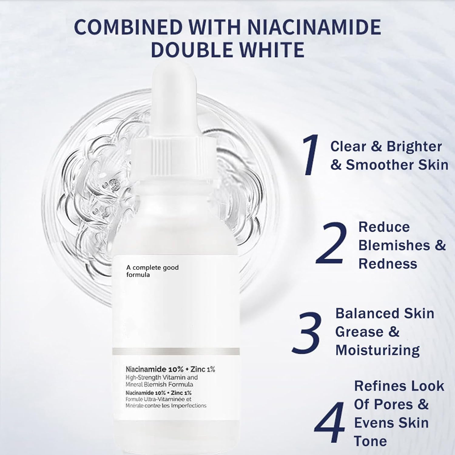 Niacinamide Serum, 10% Niacinamide + 1% Zine Face Serum, Hydrating Face Moisturiser For Balance Grease, Minimise Pores, Tackles Blemishes, Improve Dull Skin, Brightening & Glow Skin 30ML