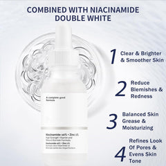 Niacinamide Serum, 10% Niacinamide + 1% Zine Face Serum, Hydrating Face Moisturiser For Balance Grease, Minimise Pores, Tackles Blemishes, Improve Dull Skin, Brightening & Glow Skin 30ML