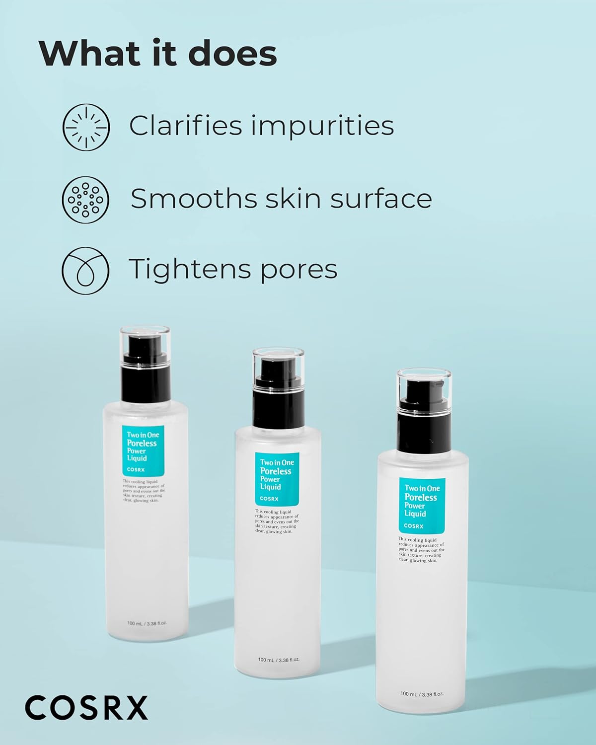 Cosrx Two In One Poreless Power Liquid With Bha 3.38Fl.Oz | Facial Moisturiser To Tighten Pores And Exfoliate Skin For Smooth And Clear Skin