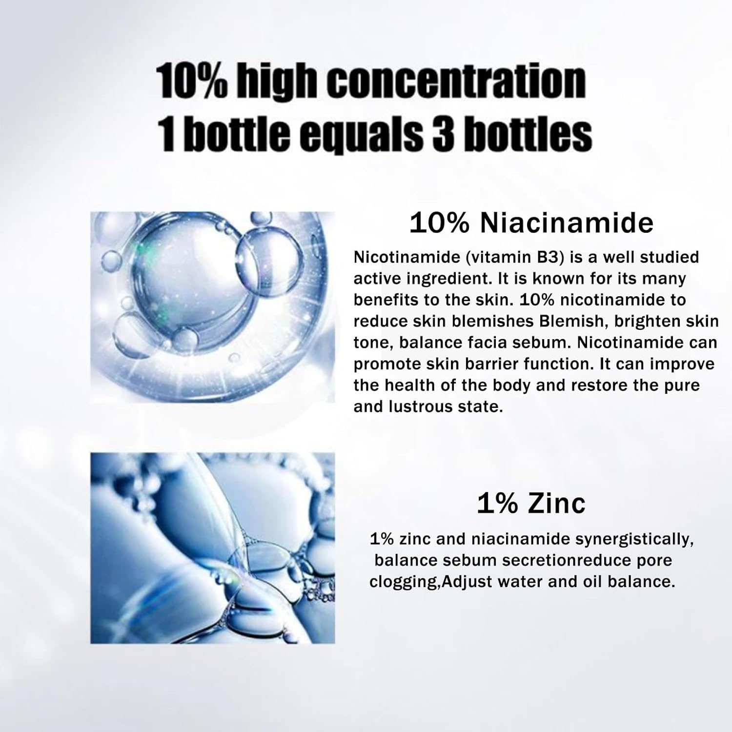 Niacinamide Serum, 10% Niacinamide + 1% Zine Face Serum, Hydrating Face Moisturiser For Balance Grease, Minimise Pores, Tackles Blemishes, Improve Dull Skin, Brightening & Glow Skin 30ML