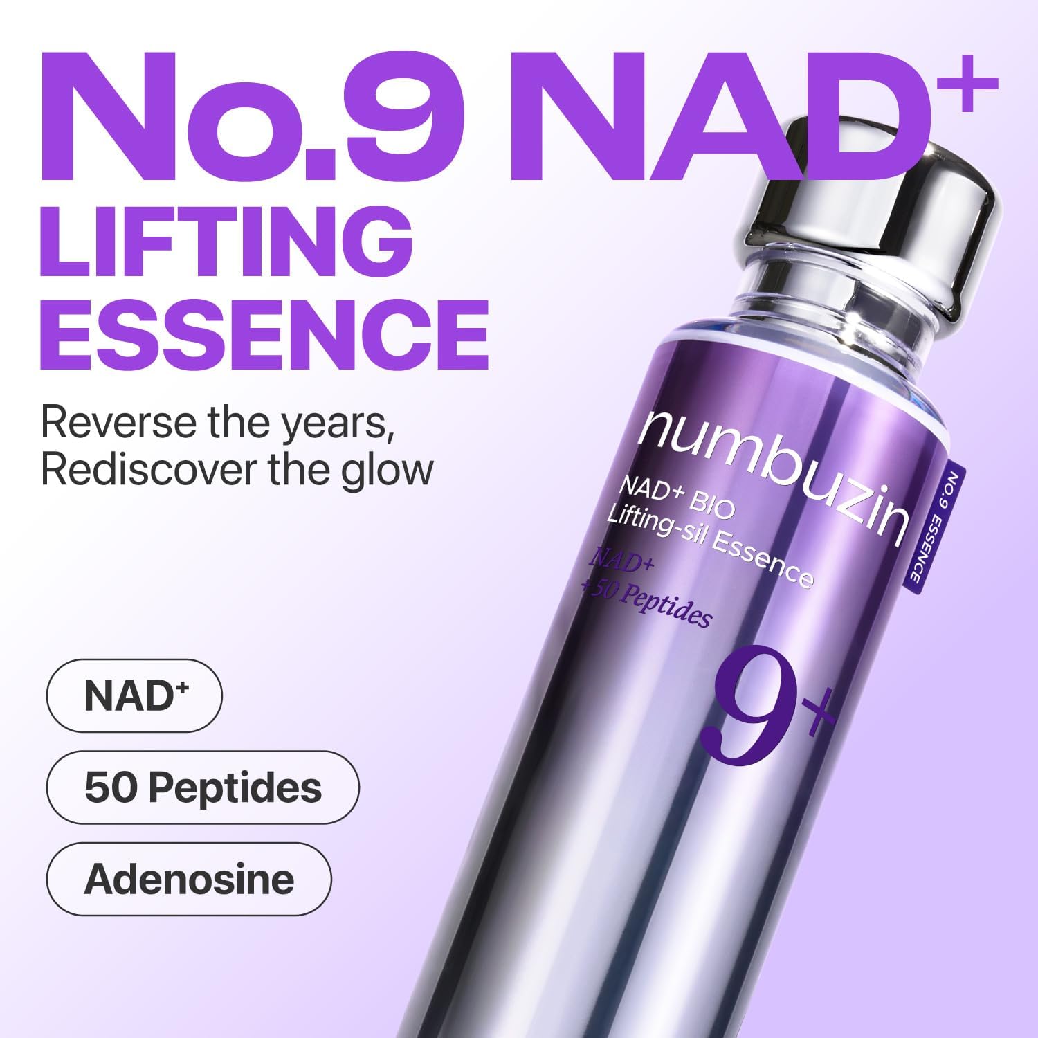 numbuzin No.9 Essence | NAD+ BIO Lifting-sil Essence | Lifting, Firming, Wrinkles, Fine Lines, Elasticity | Peptides, NAD+ | Serum