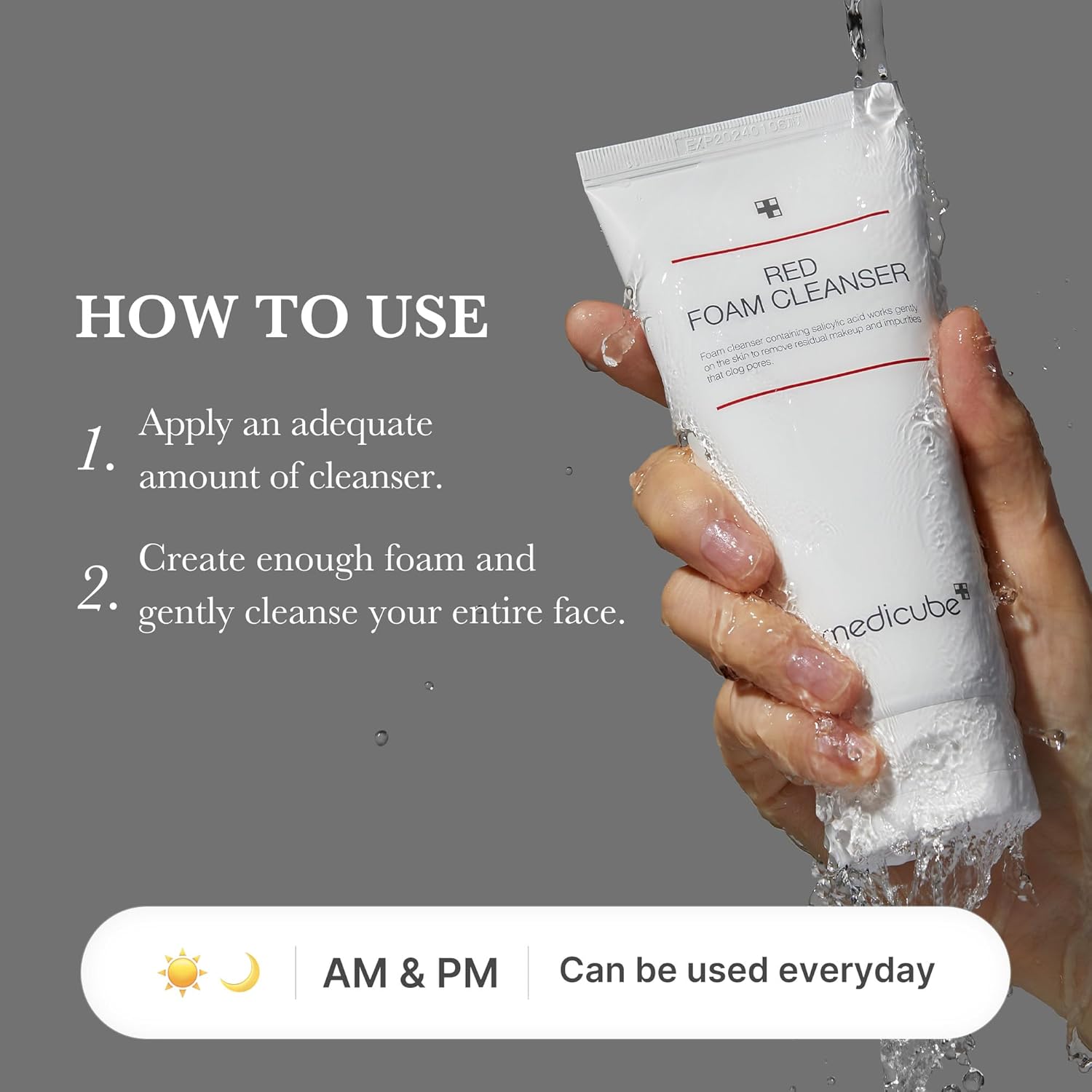 Medicube Red Foam Cleanser || A deep cleanse that helps relieve skin | Suitable for Acne-prone skin | Formulated with 0.45% Salicylic Acid | Korean skincare (120g)