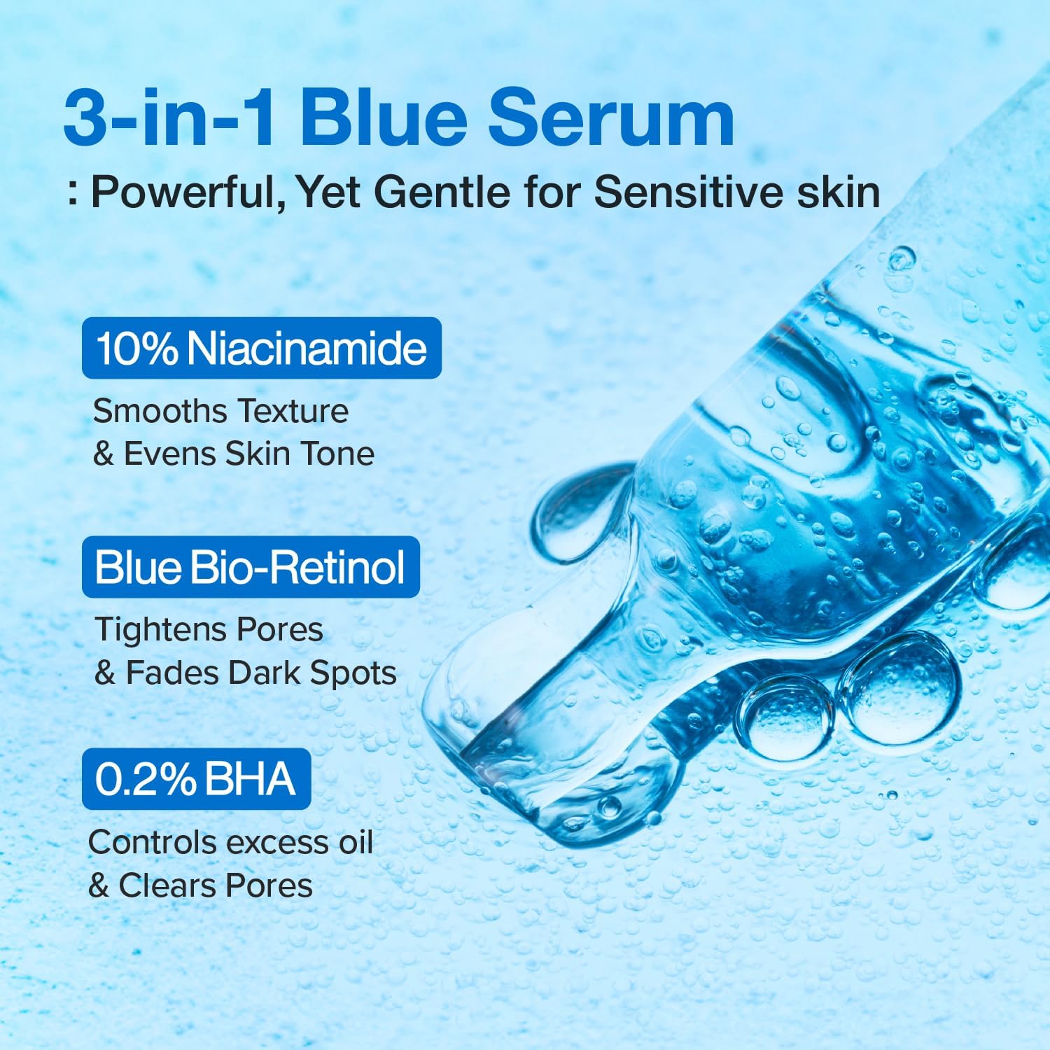 numbuzin No.3 Serum | Blue Retinol Pore Refining Serum | Pore Tightening, Firming, Anti-Aging, Korean Skincare