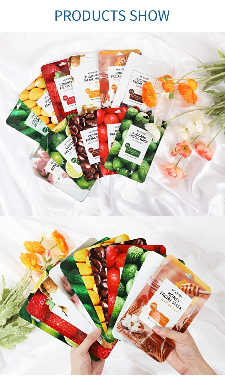 Glow & Hydrate – 11 Korean Fruit Masks by MOOYAM