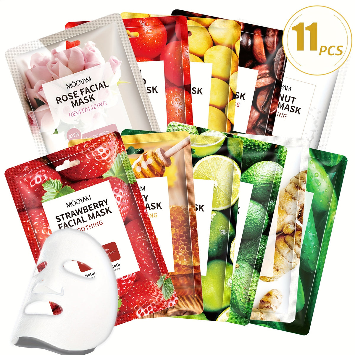 Glow & Hydrate – 11 Korean Fruit Masks by MOOYAM
